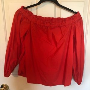 J. Crew Off the Shoulder Long Sleeve Shirt